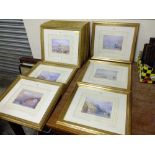 A SET OF SIX GILT FRAMED AND GLAZED ,OXFORD UNIVERSITY - THE RIVERS OF FRANCE COLLECTION, J M W