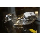 A BACCARAT CRYSTAL DUCK SHAPED PAPER WEIGHT