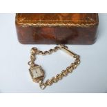 A 9CT GOLD TUDOR ROLEX LADIES WRISTWATCH