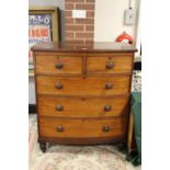 A VICTORIAN MAHOGANY BOW FRONT CHEST OF DRAWERS, W 101 CM