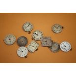 TEN VINTAGE MENS WRISTWATCH MOVEMENTS