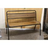 TWO INDUSTRIAL STYLE METAL BENCHES - ONE WITHOUT SEAT, W 120 CM