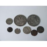 A COLLECTION OF OLD COINS TO INCLUDE VICTORIAN SILVER CROWN ETC