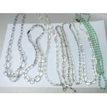 SEVEN VINTAGE CRYSTAL NECKLACES