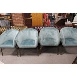 A SET OF FOUR MODERN VELVET UPHOLSTERED TUB ARMCHAIRS