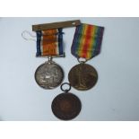 A PAIR OF WWI MEDALS & ONE OTHER TO GNR J.EVANS R.A