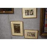 THREE FRAMED AND GLAZED EGYPTIAN PAINTINGS