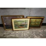 A FRAMED AND GLAZED WATERCOLOUR SIGNED E.N. MENNINCK, TOGETHER WITH THREE NAUTICAL RELATED