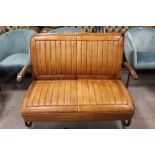 A MODERN RETRO STYLE BROWN LEATHER TWO LEATHER TWO SEATER SETTEE W- 118 CM