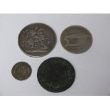SELECTION OF OLD VINTAGE COINS TO INCLUDE VICTORIAN SILVER CROWN