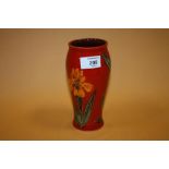 A SIGNED ANITA HARRIS ART POTTERY FLOWER PATTERN VASE