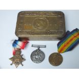 WWI TRIO MEDALS & TIN ETC TO - CPL C.H.PALE R.A.M.C