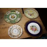 A VINTAGE HAND PAINTED COPELAND CHINA CABINET PLATE TOGETHER WITH A HAND PAINTED FRUIT PATTERN