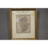 A FRAMED AND GLAZED ANTIQUE MAP OF STAFFORDSHIRE BY ARCHIBALD FULLERTON (SEE VERSO)