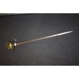 A VINTAGE DISPLAY SWORD WITH BRASS CAGE HILT