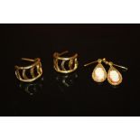 A PAIR OF 9 CARAT GOLD CAMEO EARRINGS TOGETHER WITH ANOTHER PAIR OF EARRINGS