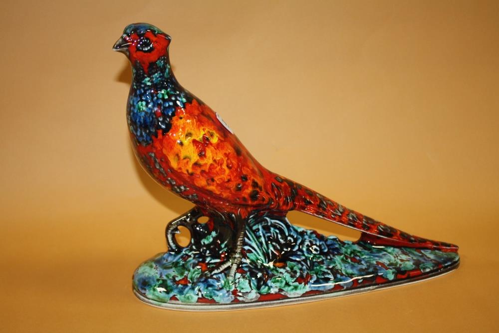 A LARGE SIGNED ANITA HARRIS ART POTTERY FIGURE OF A PHEASANT