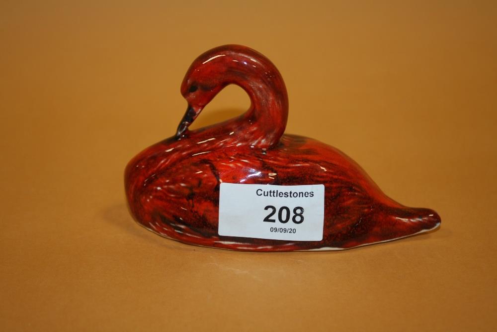 A SIGNED ANITA HARRIS ART POTTERY FIGURE OF A SWAN