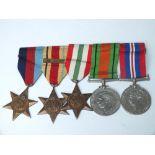 WWII MEDAL GROUP OF FIVE TO INCLUDE 1ST ARMY AFRICA STAR ETC