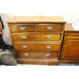 AN ANTIQUE MAHOGANY FIVE DRAWER CHEST H -108 CM W - 108 CM D - 48 CM