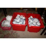 TWO BOXES OF CROWN DYNASTY CHINA TOGETHER WITH A BOX OF NEWPORT DINNERWARE (3)