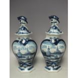 A PAIR OF 18TH CENTURY DUTCH DELFT VASES