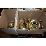 A QUANTITY OF BRASSWARE TO INCLUDE A SPIRIT KETTLE