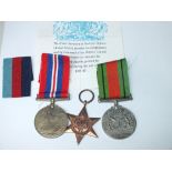 WWII GROUP OF 3 MEDALS IN ORIGINAL BOX & PAPERS