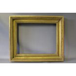 A 19TH CENTURY GOLD FRAME, frame W 8 cm, rebate approx 47 x 37 cm