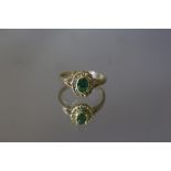 A HALLMARKED 18 CARAT GOLD EMERALD AND DIAMOND RING, approx weight 3.2g, ring size N 1/2