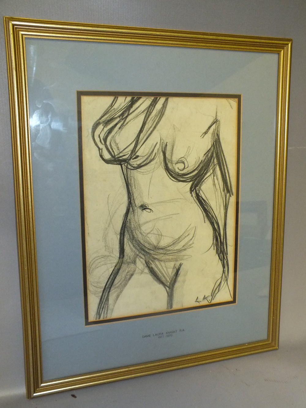 CIRCLE OF DAME LAURA KNIGHT (1877-1970). Female nude study, bears initials lower right, pencil on - Image 3 of 4