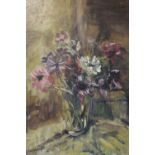 (XX). German school, impressionist still life study of flowers in a vase, signed lower left, oil