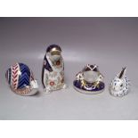 A COLLECTION OF ROYAL CROWN DERBY PAPERWEIGHTS, comprising a frog with gold stopper, boxed, Duck-