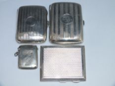 THREE EARLY 20TH CENTURY HALLMARKED SILVER CIGARETTE CASES, together with a hallmarked silver