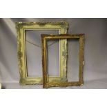 TWO 19TH CENTURY GOLD SWEPT FRAMES, one A/F, rebates 70 x 50 cm and 65 x 49 cm