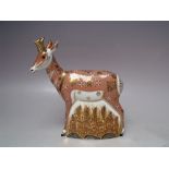 A ROYAL CROWN DERBY LIMITED EDITION PRONGHORN ANTELOPE PAPERWEIGHT, gold stopper, 669 / 950 with