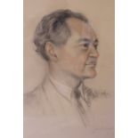 (XX). Head and shoulder portrait study of a gentleman, indistinctly signed and dated 1967 lower