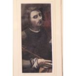 CIRCLE OF EDWARD COLEY BURNE-JONES (1833-1898). Male portrait study, unsigned, watercolour, framed