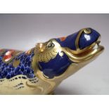 A ROYAL CROWN DERBY LIMITED GOLD SIGNATURE EDITION HIPPOPOTAMUS PAPERWEIGHT, gold backstamp, gold