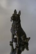 AN AUSTRIAN STYLE BRONZE OF AN ALSATIAN DOG, H 7 cm