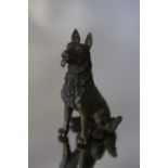 AN AUSTRIAN STYLE BRONZE OF AN ALSATIAN DOG, H 7 cm