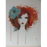 ROS WEBB (XX-XXI). Irish school, modernist study of a young woman with a flower in her hair,
