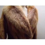 A LADIES VINTAGE MINK AND FOX FUR COAT, the mink fur possible 'red glow' with matched fox fur