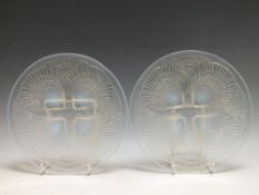 A PAIR OF RENE LALIQUE 'COQUILLE' PATTERN SMALL PLATES, No 3012, each with stencilled 'R Lalique