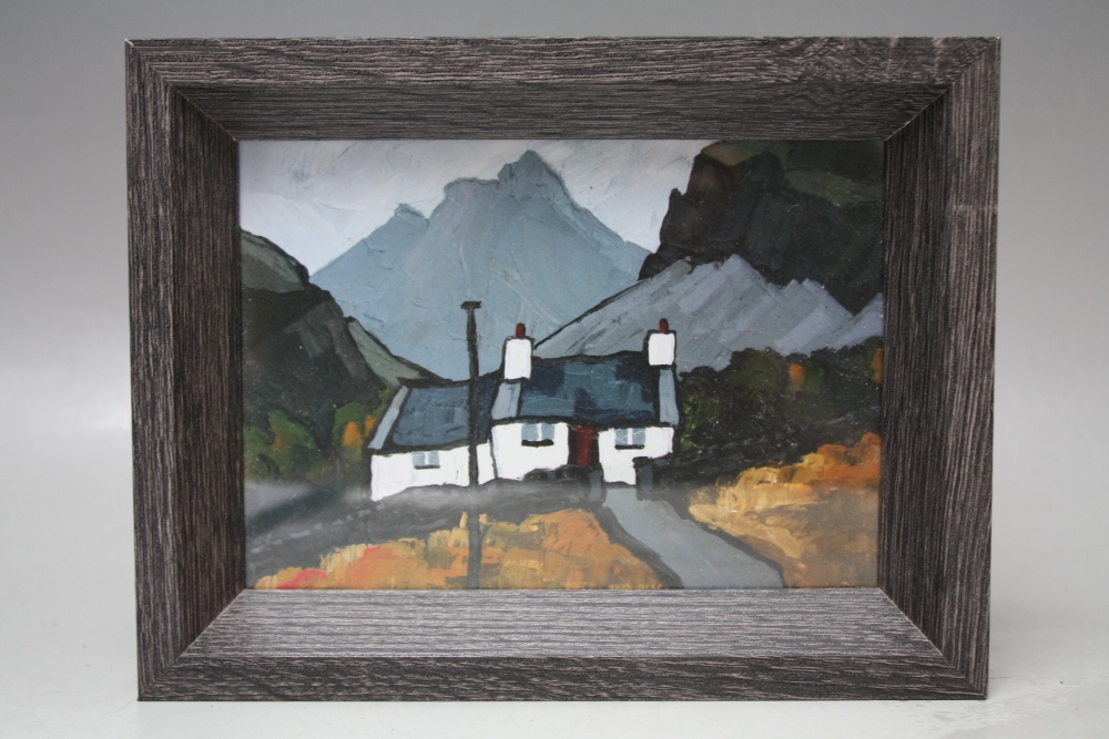 DAVID BARNES (XX-XXI). Welsh school, mountainous landscape with cottage, signed verso, coloured - Image 2 of 3