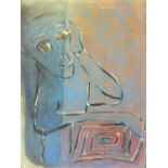 BEN SHA?? (XX). Modernist figure study, signed lower left, oil on board, framed, 61 x 46 cm