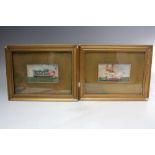 CHINESE SCHOOL (XIX). a pair of naive watercolour studies of junks, gilt framed and glazed, 6 x 10