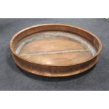 A LARGE CIRCULAR COPPER LOW WATER FEATURE / TROUGH?, H 31 cm, Dia. 166 cm