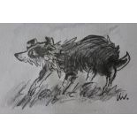 CIRCLE OF JOHN KYFFIN WILLIAMS (1918-2006). Study of a sheep dog, bears initials lower right, pencil