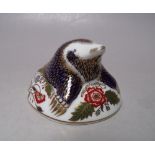 A ROYAL CROWN DERBY COLLECTORS GUILD 'MOLE' PAPERWEIGHT, gold stopper, no box, W 8 cm